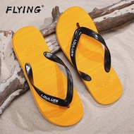 FLYING Simple and Fashionable Men's Slippers, 2024 Summer New High Quality Lightweight Soft Bottom Non-slip Deodorant Outdoor Wear Beach Sandals, Flat Toe Flip-flops, Korean Fashion Leisure Slippers