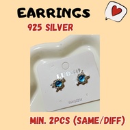 [SG] 925 Silver Star Floral Devil Angel Earrings Elegant Diamond Crystal Earring Bamboo One eyed Butterfly Pineapple