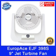 EuropAce EJF 398S 9 Inch Jet Turbine Fan. 3 Speed Setting. Ergonomic Rotary Knob. Quiet Operation. Safety Mark Approved. 3 Years Warranty.