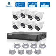 iSmartView - 2K高清PoE 8路8鏡頭 NVR CCTV監控套裝 -室內海螺型半球