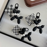 GANTUNGAN POODLE BLACK PEARL CHECKERBOARD Edition Keychain Cute Resin Keychain