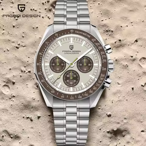PAGANI DESIGN 2025 New Saturn Men's Watches Top Luxury Quartz Watch Men Light Tan Chronograph AR Sap
