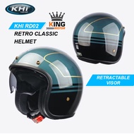 [Sirim Approved] KHI RD02 Retro Classic Motorcycle Helmet - Dark Green
