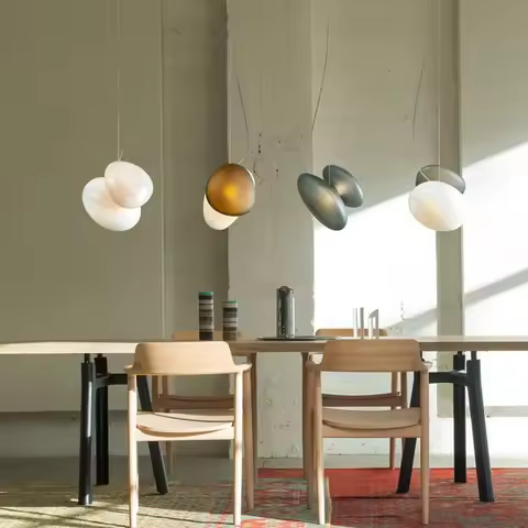 Nordic Creative's New Pebble Style Double-Sided Matte Frosted Glass Lampshade with LED Rope Hanging
