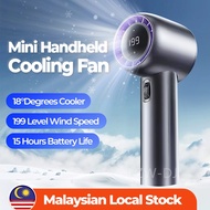 (New) GF02 Handheld Fan 199 Level Strong Wind High Speed Mini Fan Cooler Adjustment LED Display 6000