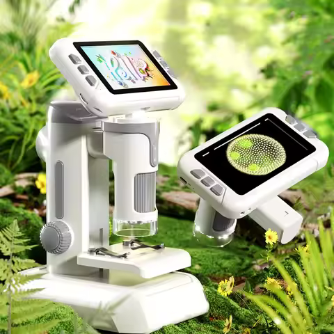 1600X Kids Microscope Kids Microscope 1600X 4 Inch LCD Screen Handheld Desktop Digital Microscope wi