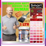 SMART WOW EMULSION PAINT  1 LITER Cat Batu Cat Dinding Dalam CAT RUMAH Interior Wall Finish ( REDS )