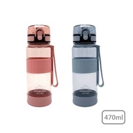 Lock &amp; High-Quality Silicone Handle Water Bottle 470ml Morandi Blue/Morandi Powder [Jama]