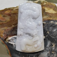 Natural White Jade Jadeite Giok Asli Liontin Naga Dragon