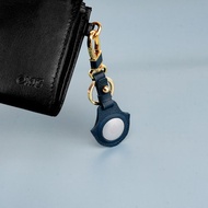 AirTag 蘋果定位器 追蹤器 牛皮皮革保護套/鑰匙圈(深藍)