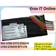 MSI GT80 GT80S GT73 GT73VR GT62VR GT83 GT83VR Series BTY-L78 L78 Laptop Battery