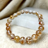 錦鯉膠花 紅黃膠花 Hematoid Quartz 手串 手鍊 天然水晶