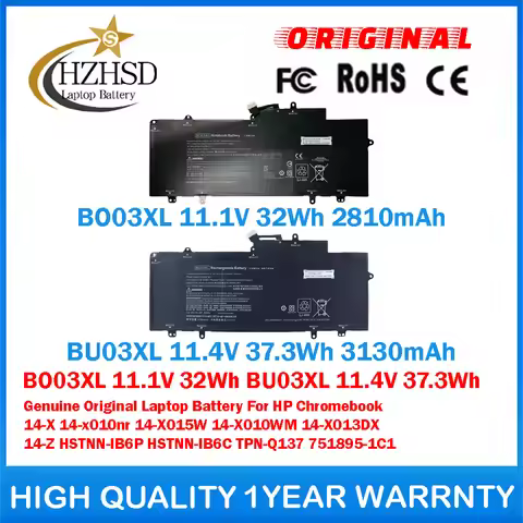 BO03XL 11.1V 32Wh BU03XL 11.4V 37.3Wh Genuine Original Laptop Battery For HP Chromebook 14-X010NR 14