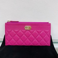 Chanel boy wallet 桃紅紫紅色魚子醬💖 皮夾/長夾/卡包/銀包