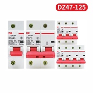 DZ47-125 63A 80A 100A 125A 2P 1P 2P 3P 4P AC 400V C Type D Type Mini Circuit Breaker MCB Cutout Swit