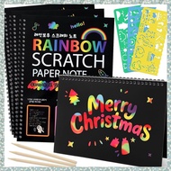 [h5bl3j6wj.ph] 3 Packs Art for Kids, Rainbow Scratch Notebook Paper Art Gifts for Kids Art Craft Bir