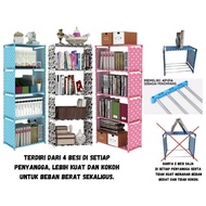 5-Tier 4-Tier Bookshelf Portable Grid Layer Fabric Wardrobe for Clothes and Shoes Storage