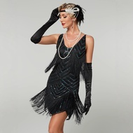 Elegant 1920s Retro Sequined Beaded Party Dress