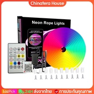 RGB LED เชือก Light IP67 กันน้ำ LED Neon Light Strip Music Bluetooth ที่เข้ากันได้