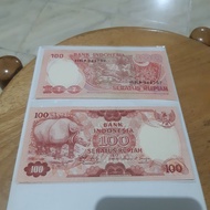 uang kuno 100 rupiah badak 1977 unc