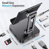 7 in 1 Upgraded USB Type C Hub Stand FOXDOCK Compatible with iPad Pro 2020/2018 Air 4/Samsung Tab S8 Docking Station with 4K HDMI PD Charging SD TF Card Reader USB 3.0 3.5mm Headphone Jack for iPad Pro 11 12.9 Samsung Galaxy Tab S4 S5e S6 Huawei M5 M6