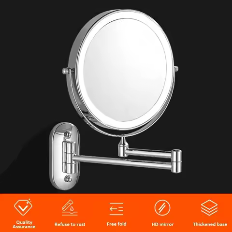 8-Inch Wall-Mounted Fill Light Makeup Double-Sided Bathroom Mirror With LED Color Temperature Contro