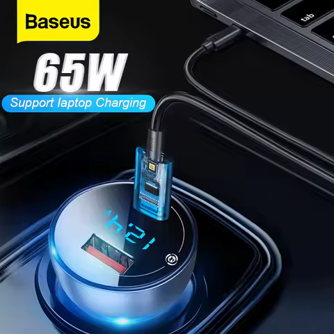 Baseus 65W Car Charger Quick Charge 4.0 3.0 USB Car Charger QC4.0 QC3.0 Type C PD Fast Charging For 