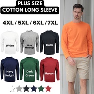 PLUS SIZE (4XL to 7XL) COTTON Long Sleeve T Shirts/Plain Cotton Long Sleeve T Shirt/Baju Lelaki/Baju Lengan Panjang/Plus Size T Shirt/Baju Kosong/Basic T Shirt/Baju Saiz Besar (Unisex) (RNL 2)