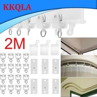 QKKQLA 2M Bendable Curtain Rail Flexible Ceiling Top Clamping Mounted Track Straight Slide Balcony Plastic Home Window Decor