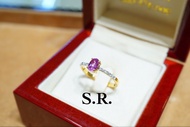 S.R. แหวนพลอยพิ้งค์ซัฟฟาย (Pink Vibrant Magenta Purple Sapphire) น้ำหนัก 0.28 กะรัต เพชร 6 เม็ดน้ำหนัก 0.06 กะรัต ทองน้ำหนัก 3.00 กรัม