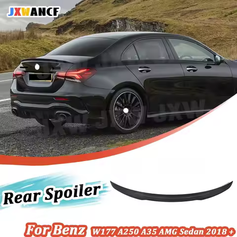 JXWANCF Dry Carbon fiber Rear Boot Spoiler for Mercedes Benz A Class W177 A250 A35 AMG Sedan 2018 + 