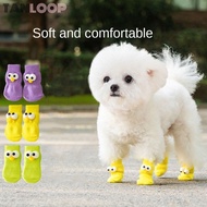 TANLOOP 4pcs Dog Socks, Puppy Shoes  Protector Cover Cats Anti-Slip Shoes, Funny Cute Big Eyes Pet S