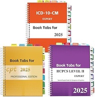 Index Tabs for CPT, AAPC Version ICD-10-CM & HCPCS Level II 2025, 3 Set Bundle, Complete Book Tabs S