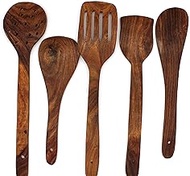 SHOPEE RED BROWN Handmade Wooden Serving and Cooking Spoon Kitchen Utensil Set of 5
