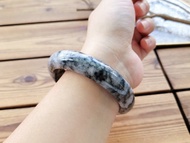 【純翠】天然翡翠 冰潮流黑潑墨個性酷帥搶眼手鐲59.7圈 附台證