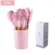 12Pcs Silicone Cooking Utensils Set Nonstick sandok set With Wooden Handle Spatula Set Heat Resistan
