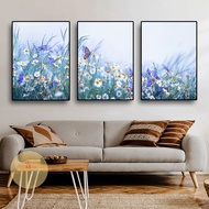 Bộ 3 Bức Tranh Tranh treo Tường Tranh Hoa Cúc Trắng Tranh Trang Trí decor Phòng Khách có sẵn móc tre