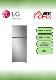 LG 423L 2 Door Top Mounted Freezer Refrigerators (Platinum Silver) LG-GN-B392PLGK