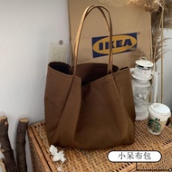 Korean Style Tote Bag Canvas Bag Shoulder Bag Cotton Fabric Bag Korean Solid Color Large Capacity Canvas Bag Ready Stock