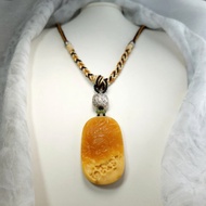 項鍊 大黑天造型雕刻 緬黃 水草瑪瑙 黑瑪瑙 925銀飾 棉繩 編織