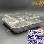 11370-P Aluminium Foil Tray with Clear Lid [ 5sets ± ] Petak / Square 1500ml My Chef Foil Tray 11370