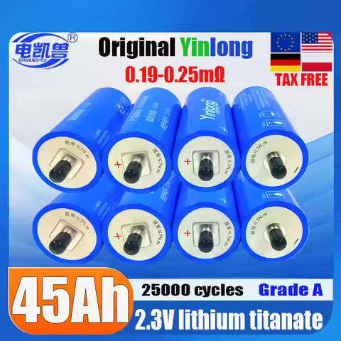 Grade A Yinlong 2.3V 45ah lithium titanate battery lto 66160k DIY 12V 24V 48V discharge Car audio so