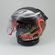 Helmet Half Face KYT Galaxy Slide Flat R Motif Marvel Venom Gunmetal Red Double Visor Couple K2R Venom
