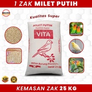 MILET PUTIH ZAK 25KG pakan burung lovebird kenari biji milet karung 25 kg