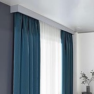 Curtain Double Track with Pelmet Box, Custom Size Decorative 4-in-1 Valance Panel, Heavy-duty Hidden