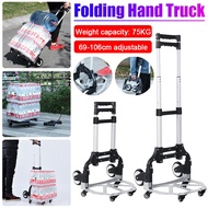 75KG Portable All Terrain Stair Climbing Cart Shopping Cart Hand Truck with Bungee Cord Folding Trol