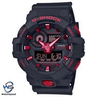 Casio G-Shock GA-700 Lineup GA700BNR-1A GA-700BNR-1A Black and Fiery Red Series Black Resin Band Watch