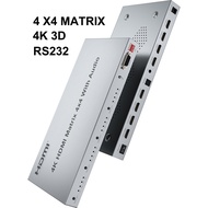4K 4x4 HDMI Matrix Switch 1080p 60hz 4 Port HDMI Switcher Splitter 4 In 4 Out Video Converter with A