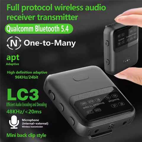 Audio Transceiver BT5.4 Broadcast 1TX To 100+ RX Devices Supports AAC/Aptx-AD/LC3, USB/AUX/MIC