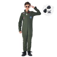 【In stock】❤Fast Delivery❤Kids Air Force Fighter Pilot Costume Boys Halloween American Top Gun Army Pilot Green Uniform Cosplay Jumpsuit Parent-child Family Party Game Astronaut Spa
